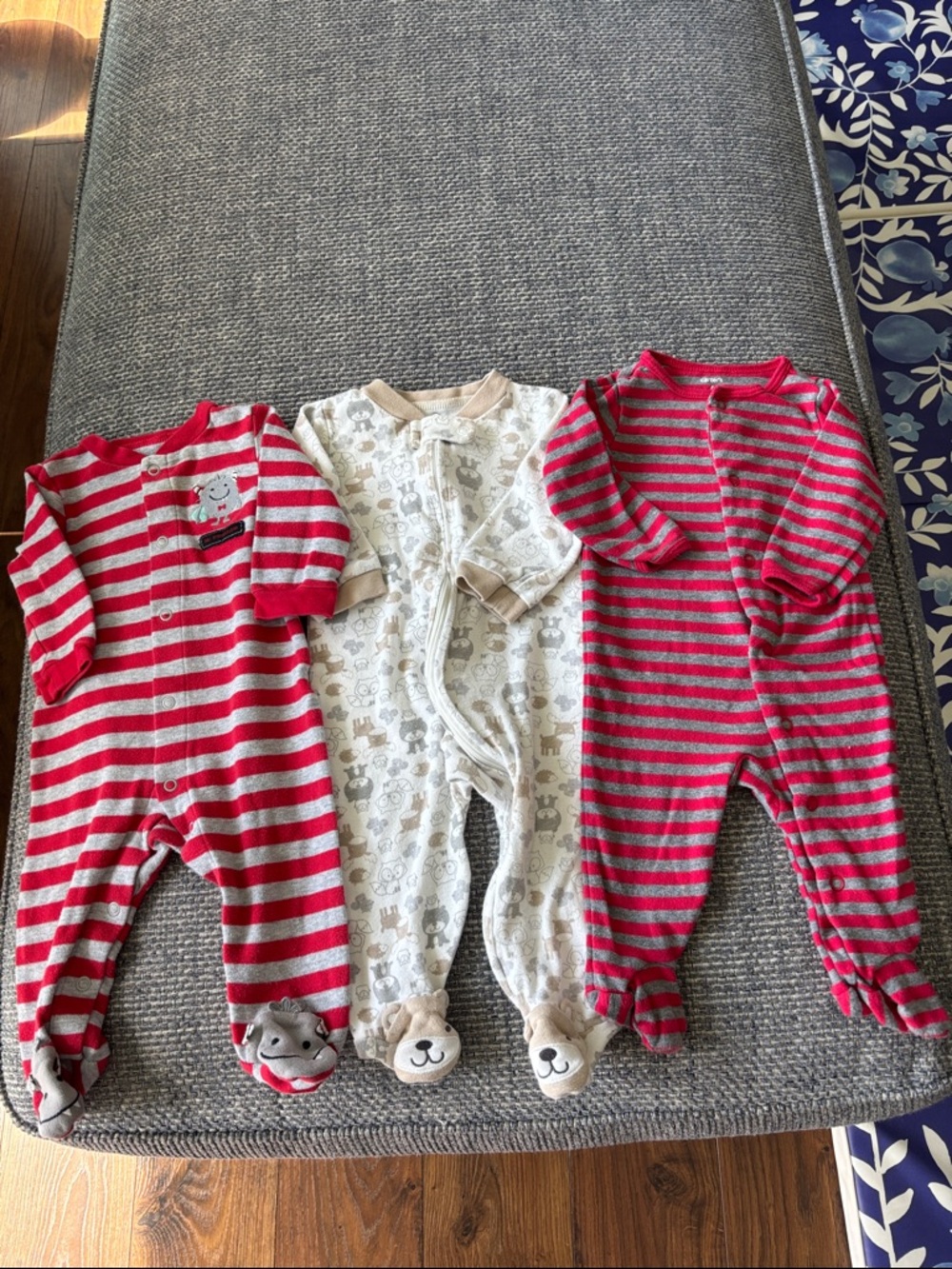 Carter’s Baby Footed Pajamas Bundle 3 Pack 6M Cotton Zip Snap Sleepers